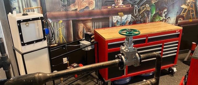 Custom wall mural within safety display